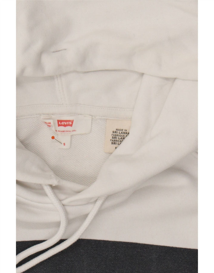 LEVI'S Womens Graphic Oversized Hoodie Jumper UK 10 Small White Cotton Vintage Levi's and Second-Hand Levi's from Messina Hembry 