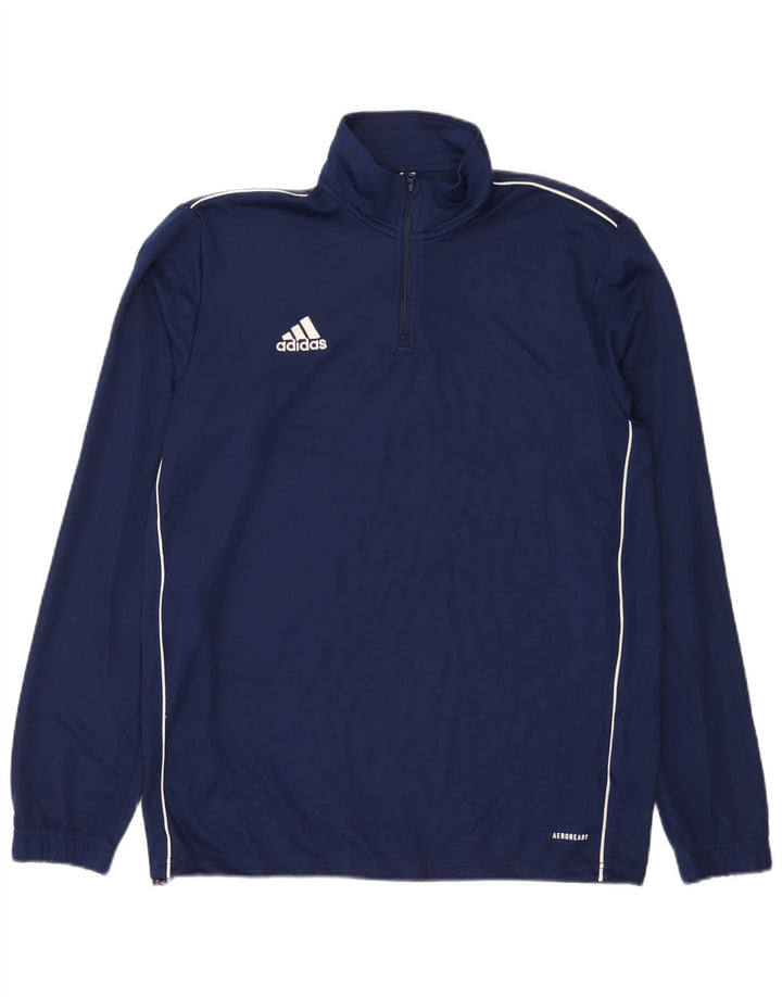 Adidas Herre Aeroready Zip Neck Pullover Træningsdragt Top Large Navy Blue