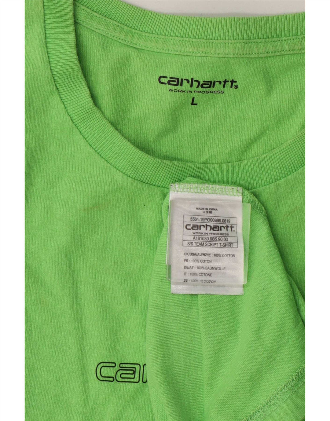 Carhartt Herre T-Shirt Top Stor Grøn Bomuld