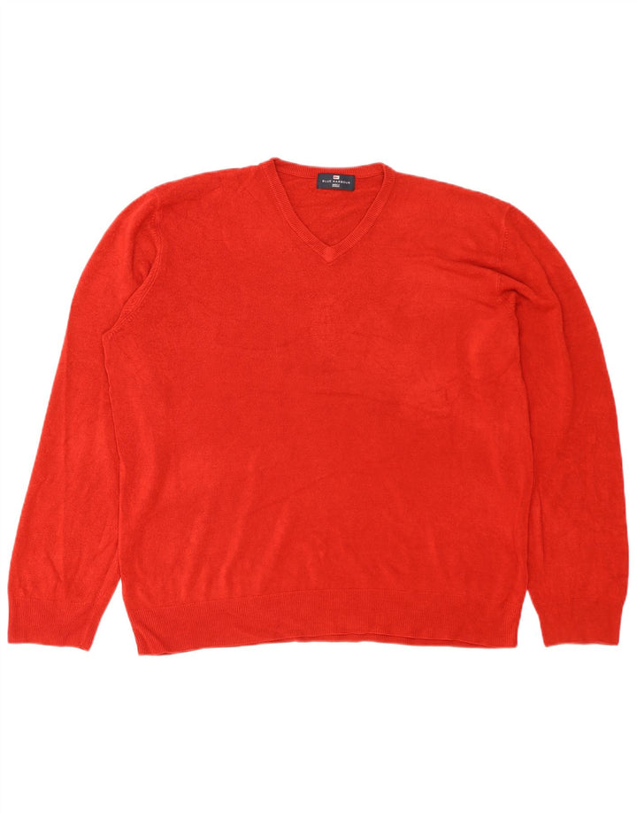Marks & Spencer Herre Blue Harbor V-hals sweater 2XL rød akryl