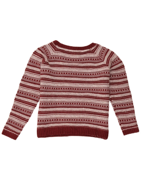 Fat Face Dame Boat Neck Jumper Sweater UK 12 Medium Burgundy Striped