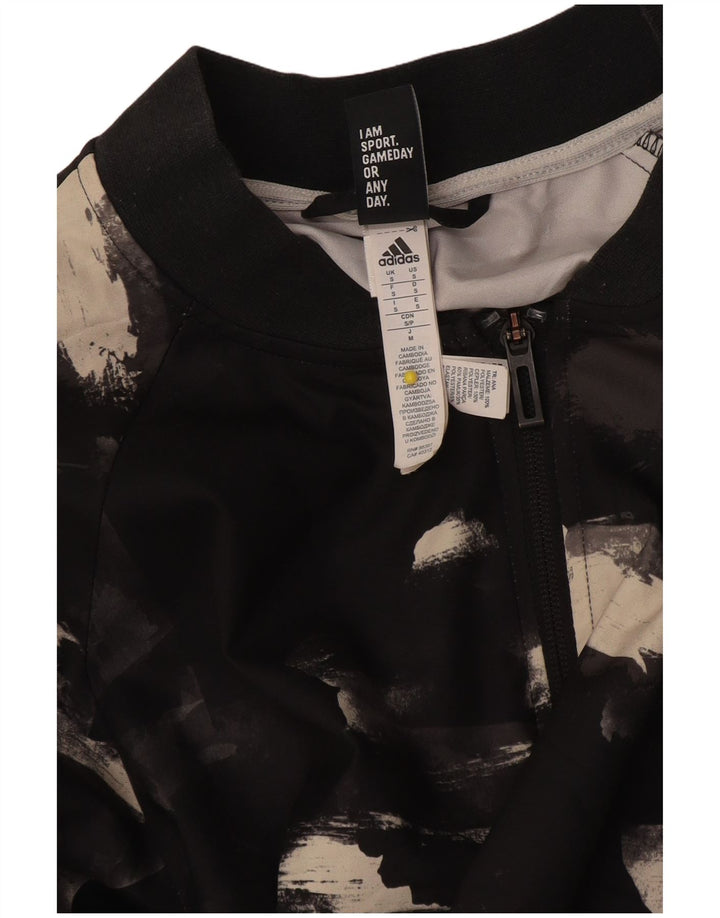 Adidas kvinders abstrakt mønster træningsdragt topjakke UK 10 Small Black