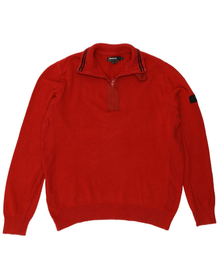 Barbour Herre Zip Neck Jumper Sweater Stor Bourgogne Bomuld