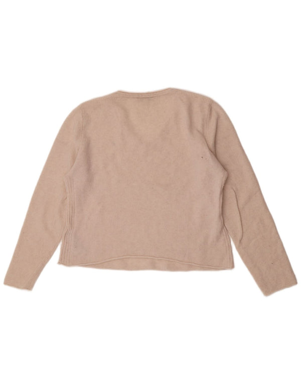 Tommy Hilfiger Dame Crop V-hals sweater UK 18 XL Off White Uld