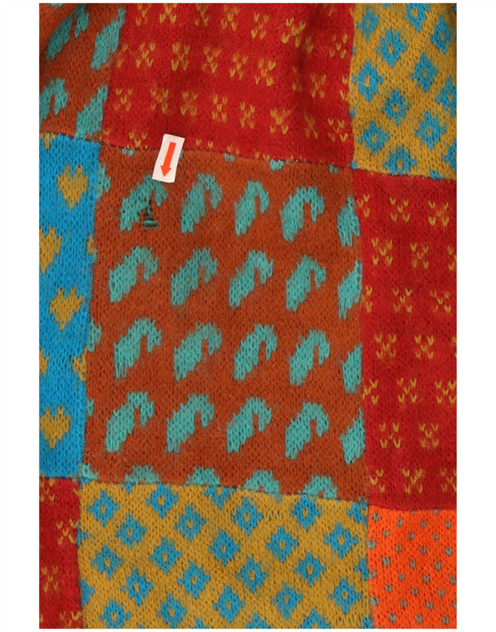 Vintage damestrikket A-line nederdel W26 Lille flerfarvet patchwork