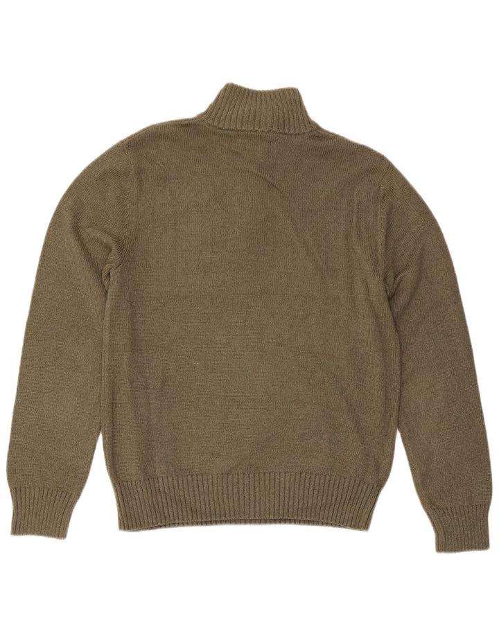 EDDIE BAUER Sweater med lynlås til mænd Small Khaki Bomuld