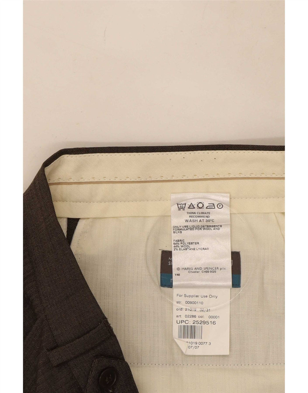 Marks & Spencer Herre Pegged Suit Bukser W32 L31 Brun Polyester
