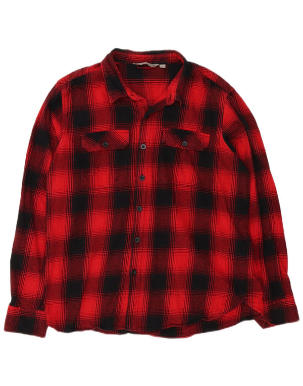 Mountain Warehouse Herre Flanelskjorte XL Rød Ternet Bomuld