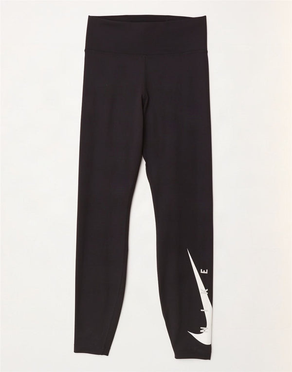 Nike Dame Dri Fit Grafiske Leggings UK 14 Medium Sort Polyester