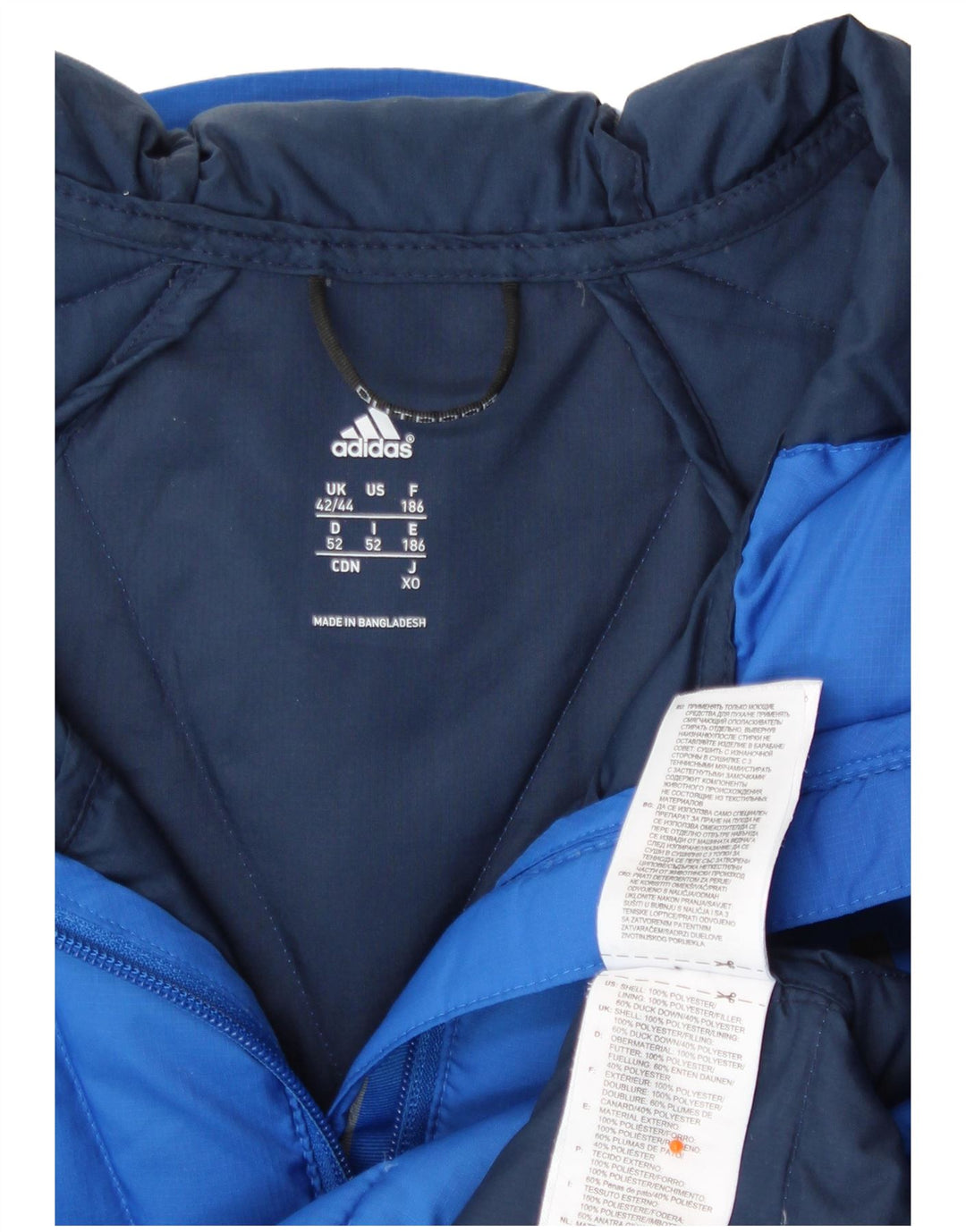 Adidas Herre hættepolstret jakke UK 42/44 Large Blue Polyester