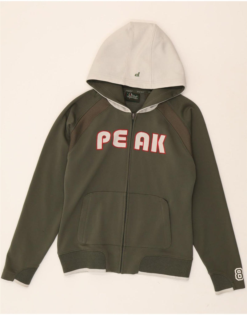 PEAK PERFORMANCE Womens Zip Hoodie Sweater UK 12 Medium Green Colourblock Vintage Peak Performance and Second-Hand Peak Performance from Messina Hembry 