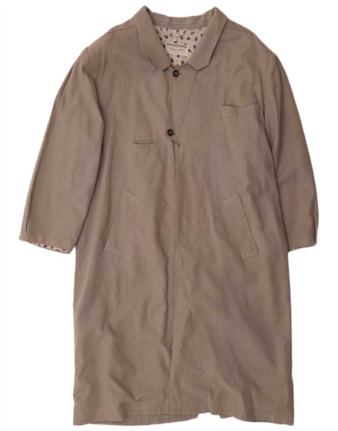 Vintage Mens Overcoat UK 40 Large Grey Cotton