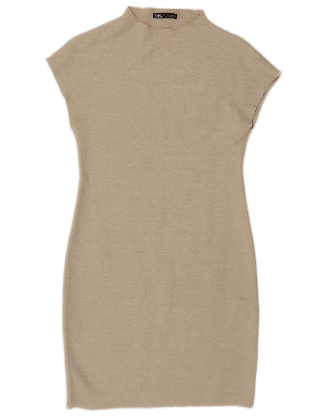 Zara Womens Sheath Dress UK 14 Large Beige Viscose