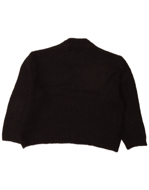 ZARA Dame Oversized Crew Neck Jumper Sweater UK 10 Small Black Acryl