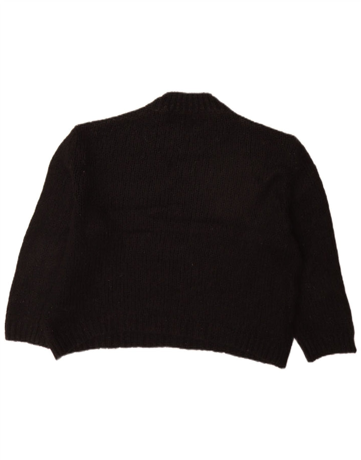 ZARA Dame Oversized Crew Neck Jumper Sweater UK 10 Small Black Acryl