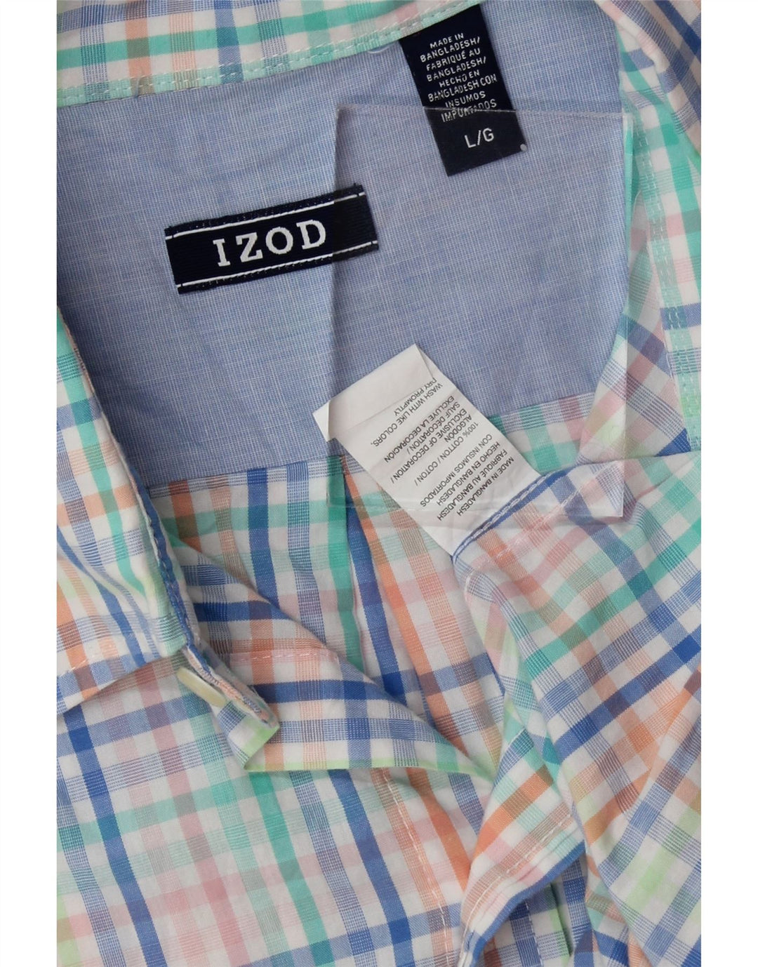 IZOD Mens Short Sleeve Shirt Large Multicoloured Check Cotton Vintage Izod and Second-Hand Izod from Messina Hembry 