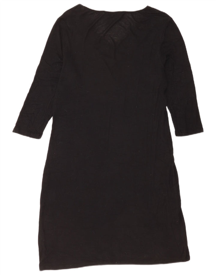 Marks & Spencer Dame 3/4-ærmet Shift Dress UK 14 Large Black Modal