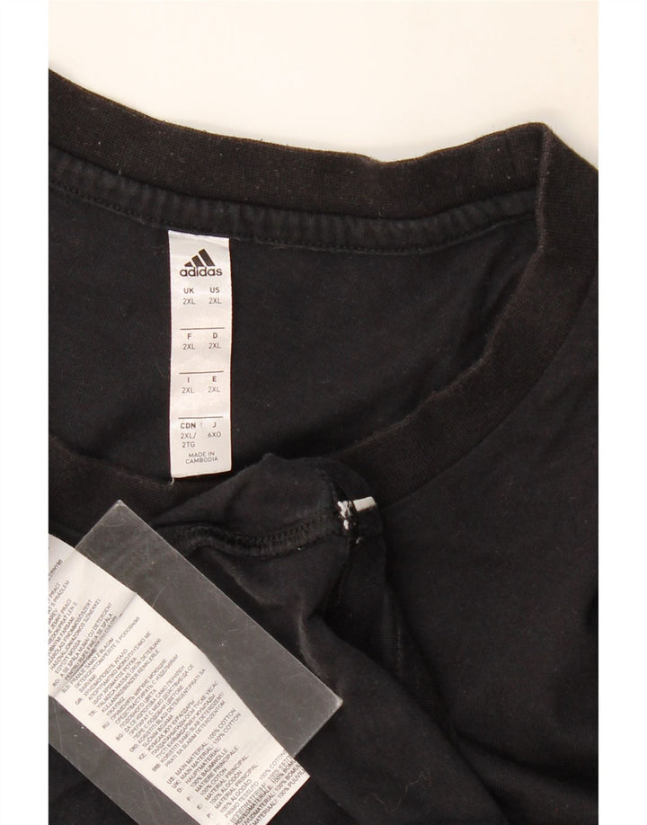 ADIDAS Herre T-Shirt Top 2XL Sort Bomuld