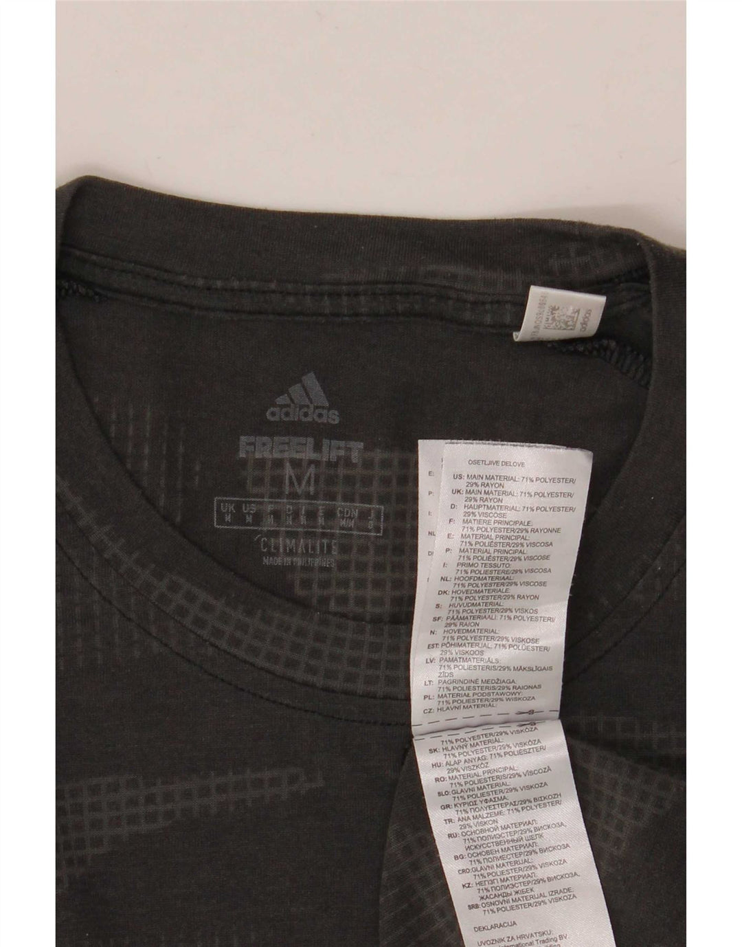 Adidas Herre Climalite T-Shirt Top Medium Grey Camouflage Polyester