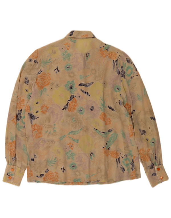 Vintage dameskjorte bluse UK 16 Large Yellow Floral
