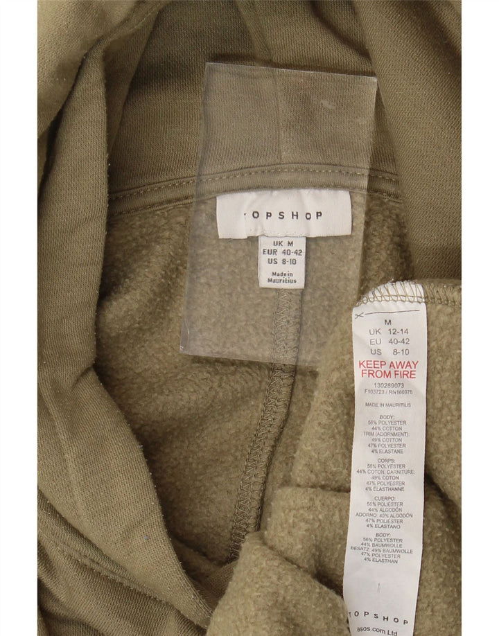 Topshop Dame Oversized Hoodie Jumper UK 12/14 Medium Khaki Polyester