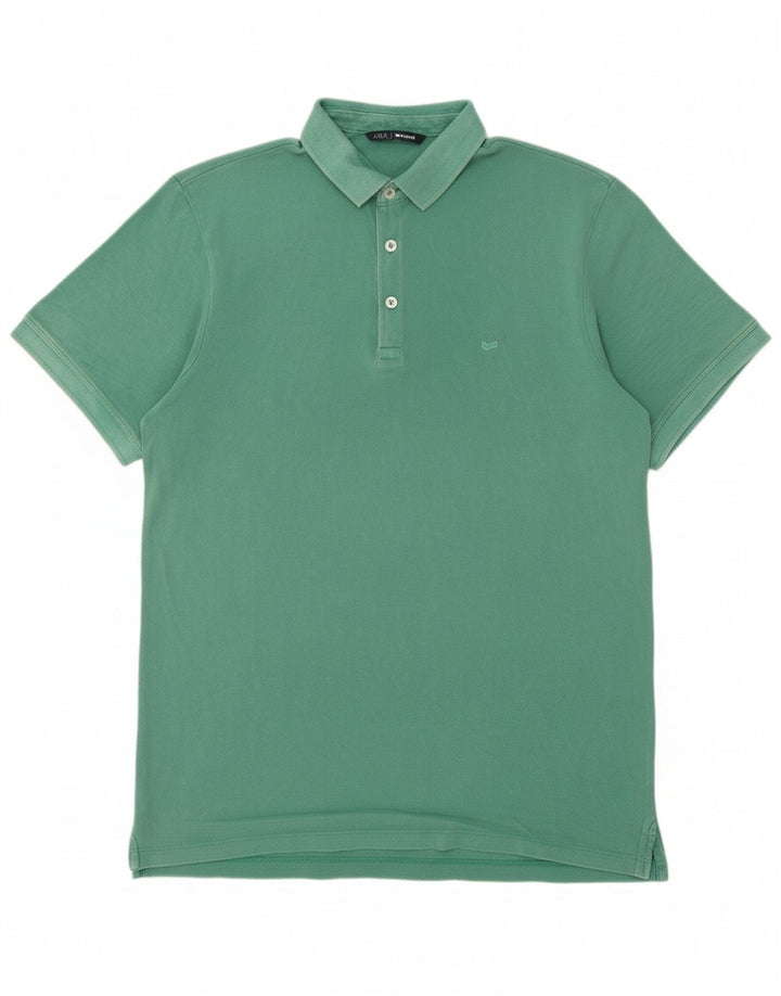 GAS Mens Polo Shirt Large Green Cotton Vintage Gas and Second-Hand Gas from Messina Hembry 