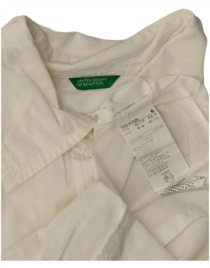 Benetton Dameskjorte UK 10 Lille Hvid Bomuld