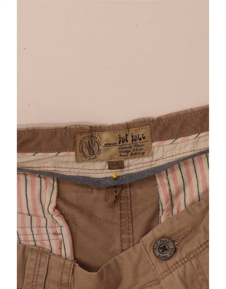 Fat Face Dame Cargo Shorts UK 12 Medium W32 Beige Bomuld