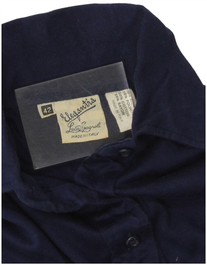 Luisa Spagnoli Dame Polo Shirt IT 42 Medium Marineblå Bomuld