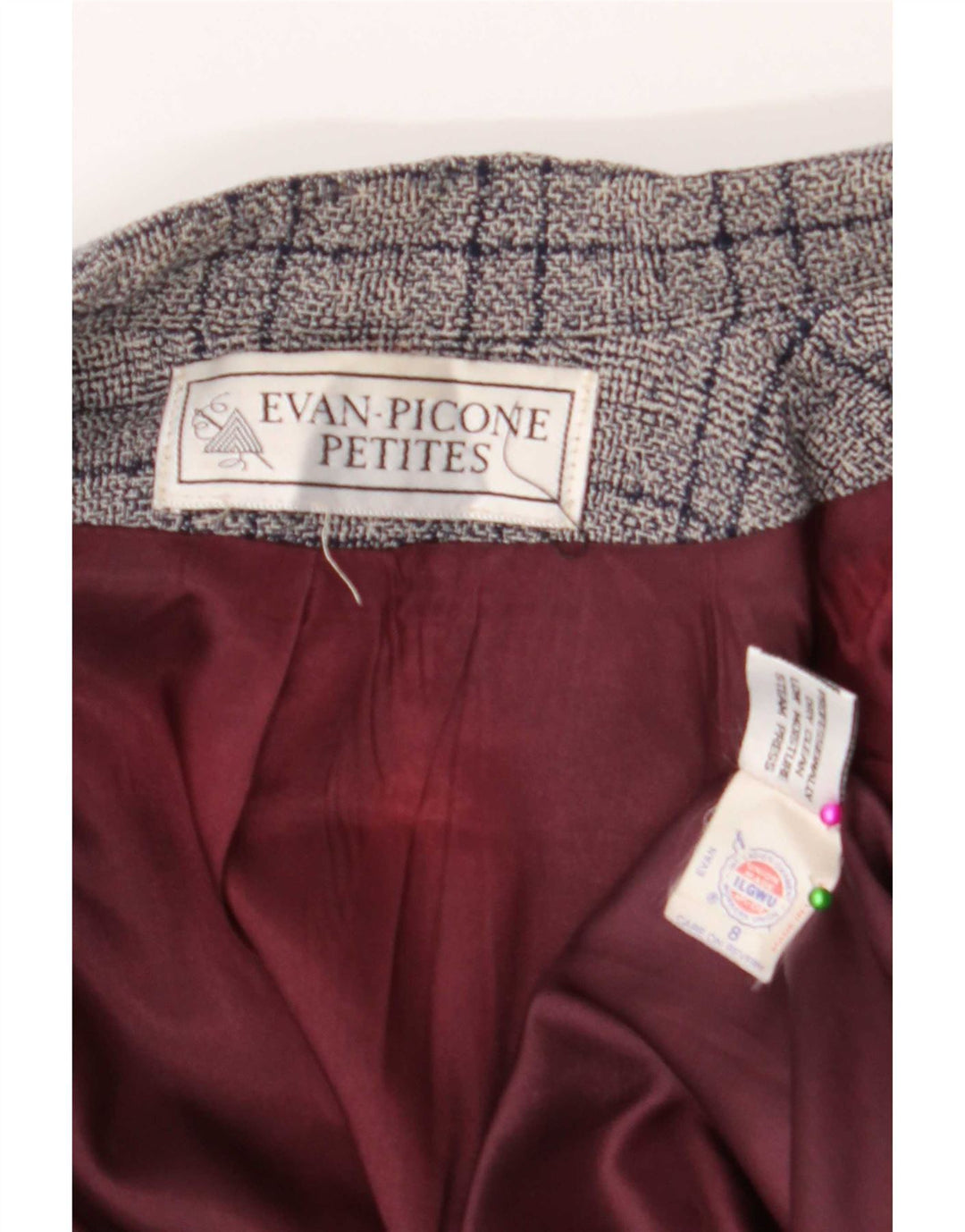 Evan Picone Dame Petites Blazer Jacket UK 8 Small Blue Check