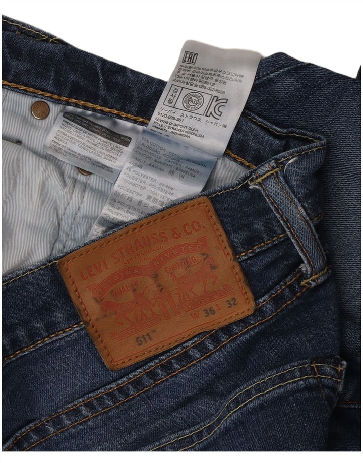 Levi's Herre 511 Distressed Slim Jeans W36 L32 Blå Bomuld