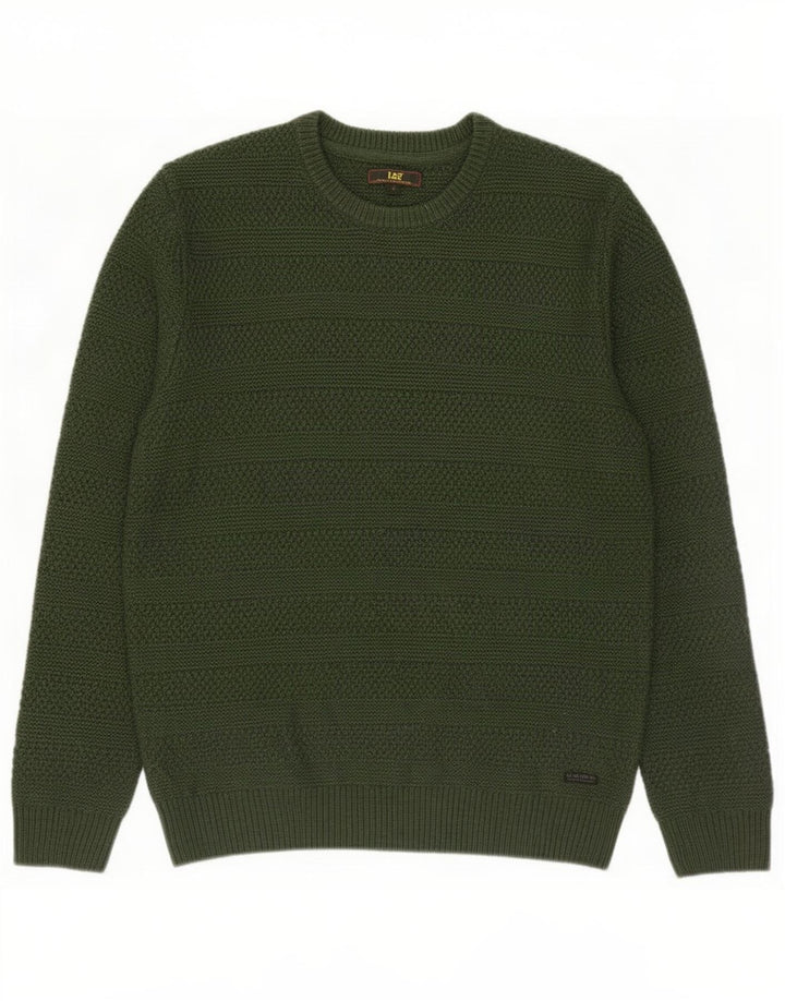 Lee Herre Crew Neck Jumper Sweater Stor Grøn Akryl