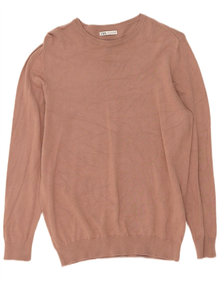 Zara Herre Boat Neck Jumper Sweater Small Beige Viscose