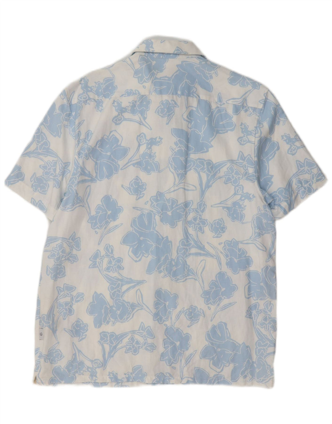 Ted Baker Kortærmet Herreskjorte Størrelse 3 Medium Blue Floral Lyocell