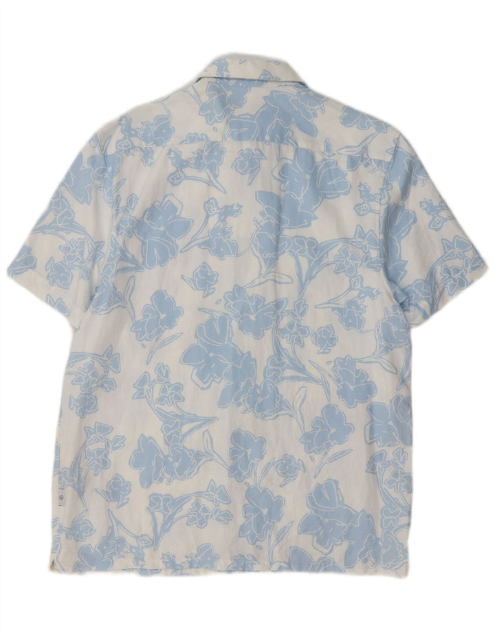 Ted Baker Kortærmet Herreskjorte Størrelse 3 Medium Blue Floral Lyocell