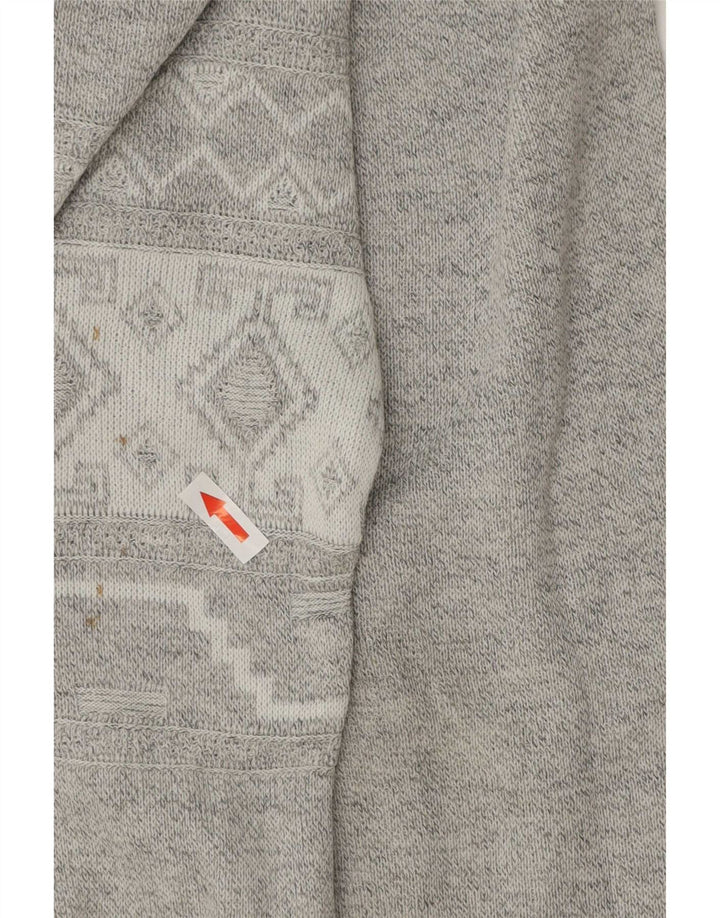 Vintage Herre Boat Neck Jumper Sweater XL Grå Geometrisk