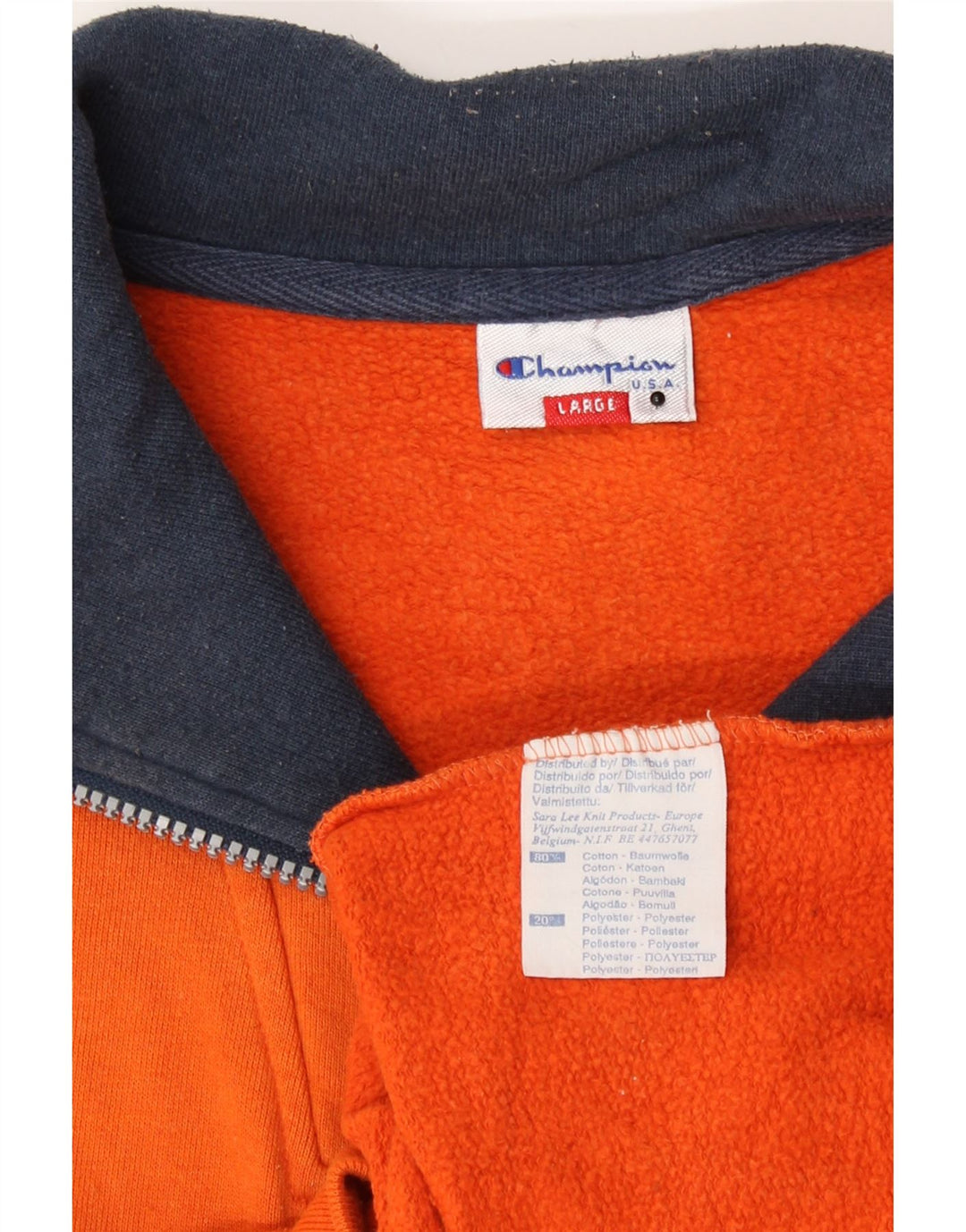Champion Herre grafisk lynlås-sweatshirt Jumper Large Orange Colourblock