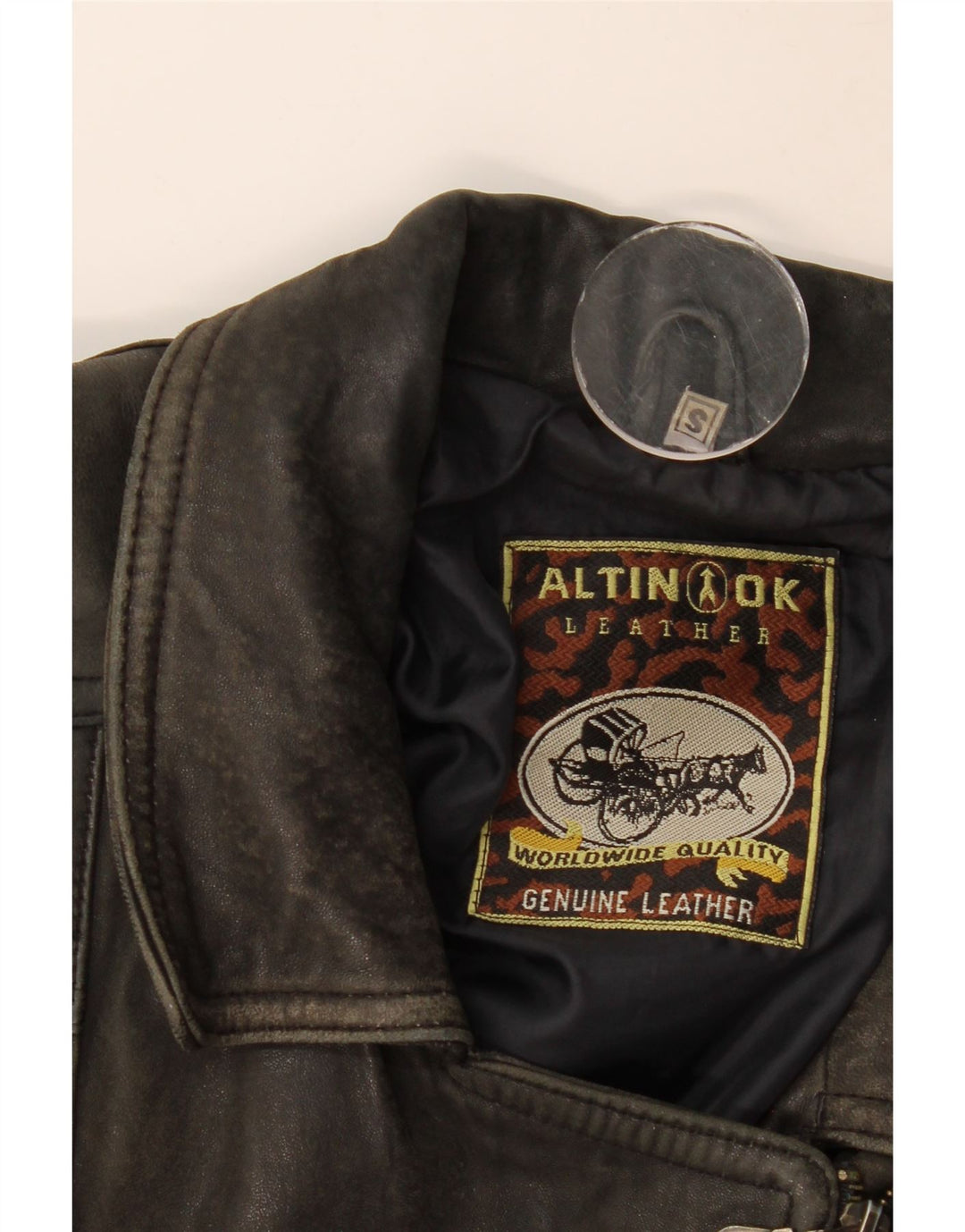 Vintage Dame Læder Oversized Biker Jacket UK 10 Lille brunt læder
