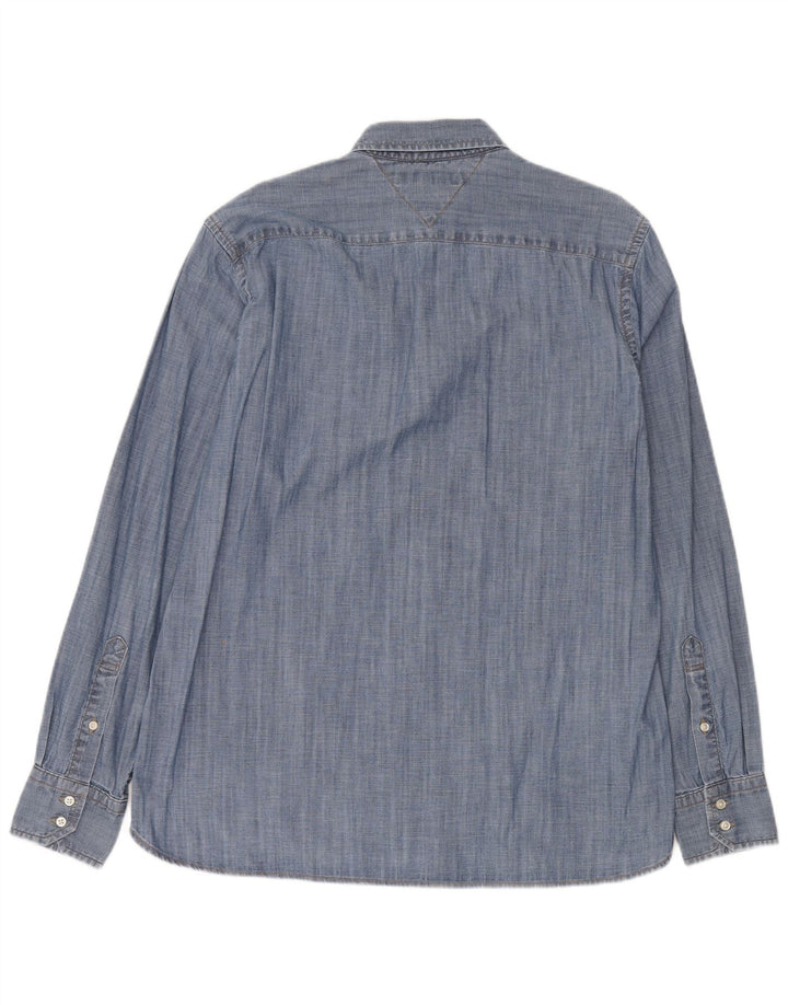 Tommy Hilfiger Herre Denim Skjorte Stor Blå Bomuld