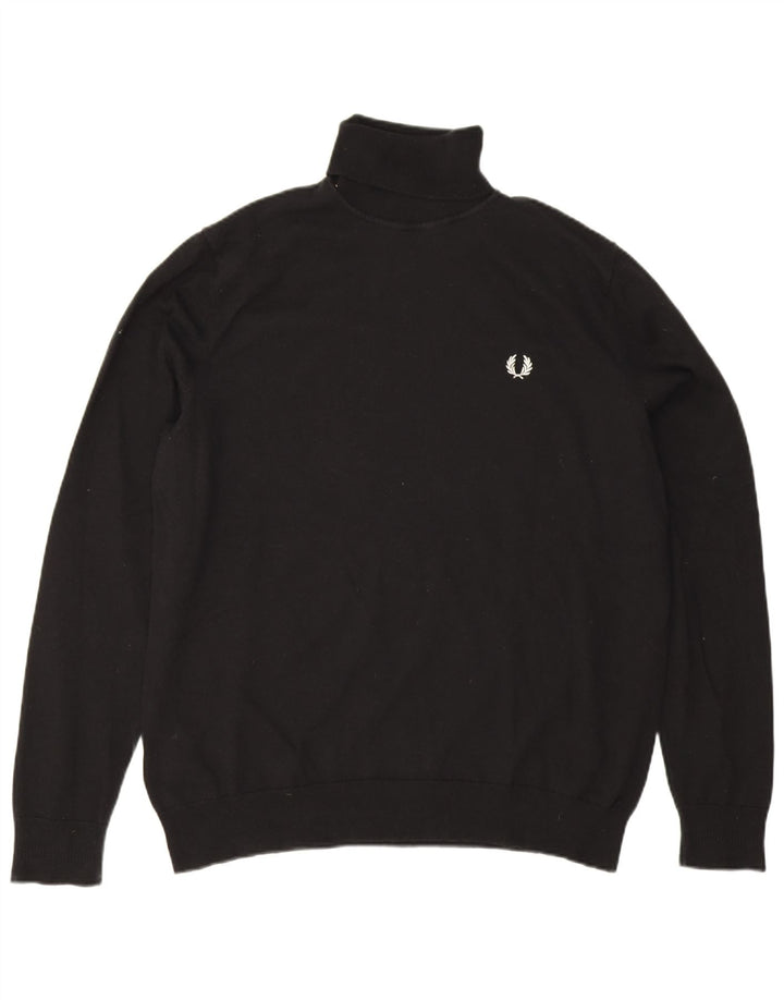 Fred Perry Herre rullehals sweater XL sort uld