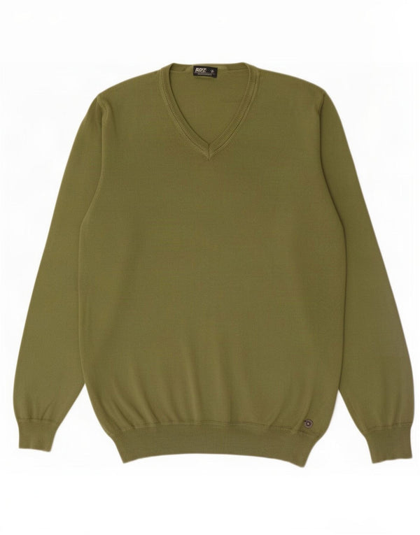 Rifle Herre V-hals sweater Medium Grøn Bomuld