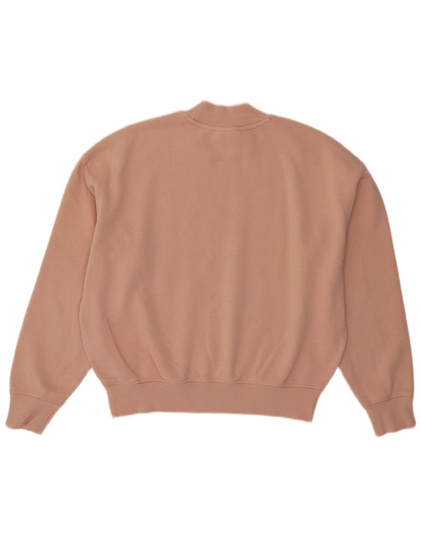 Champion Womens Crop Oversized Sweatshirt Jumper UK 14 Medium Pink Bomuld