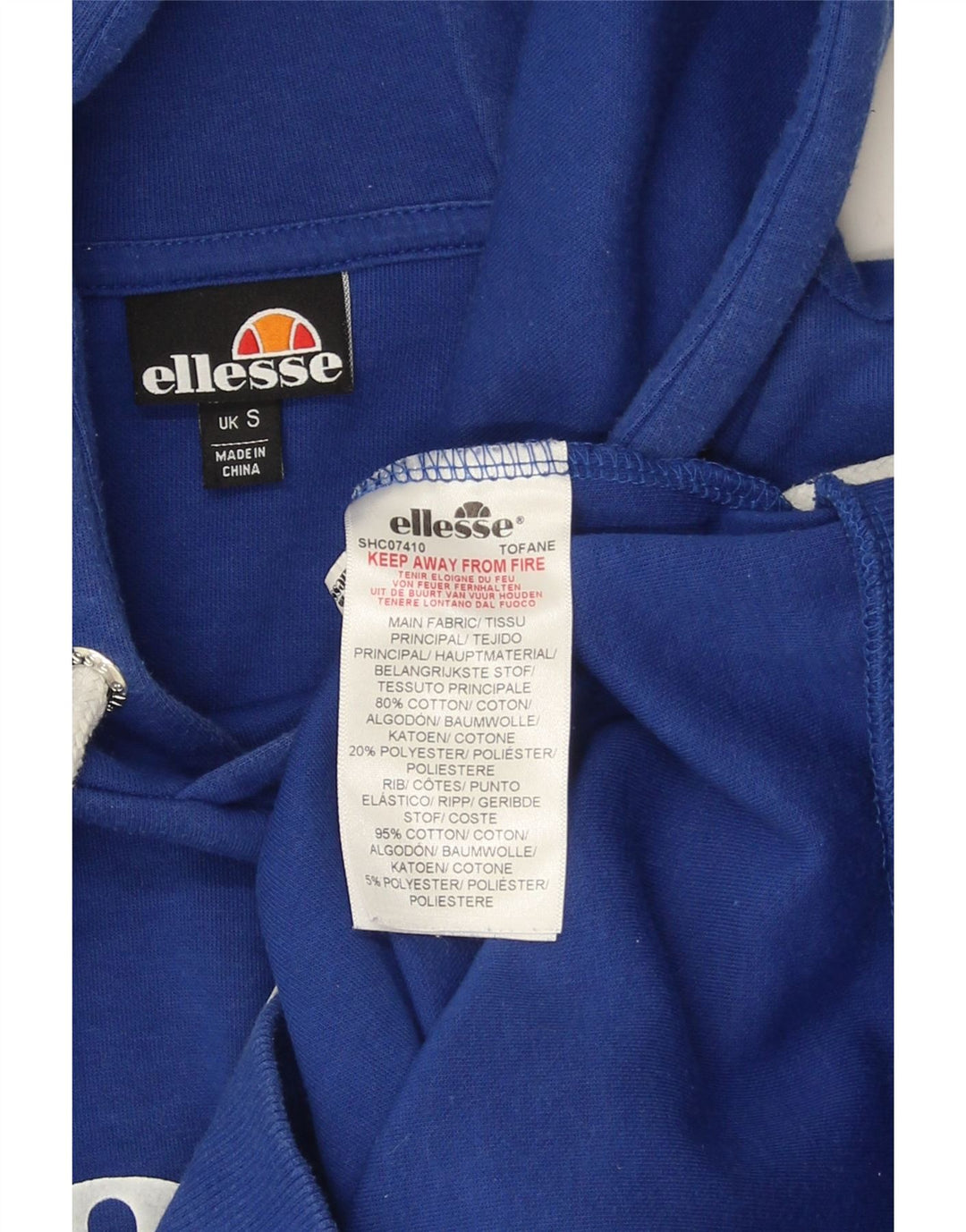ELLESSE Mens Graphic Hoodie Jumper Small Blue Cotton