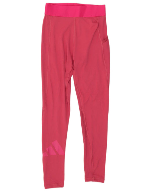 Adidas Dame Grafiske Leggings UK 8 Small Pink Polyester