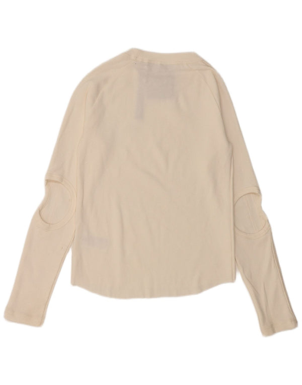 Adidas Womens Top Long Sleeve UK 8 Small White Cotton