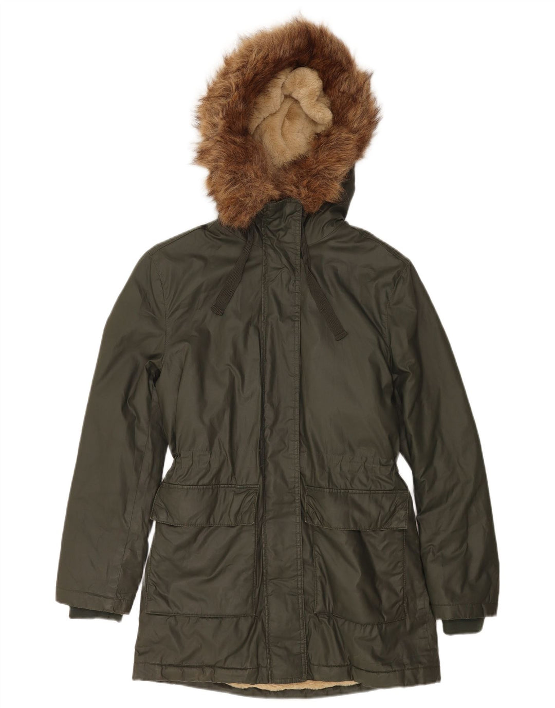 Marks & Spencer Dame Oversized Hættejakke UK 8 Small Khaki