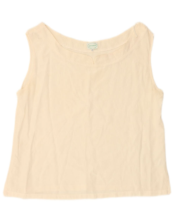 VINTAGE Womens Crop Ærmeløs bluse Top UK 20 2XL Off White Silke