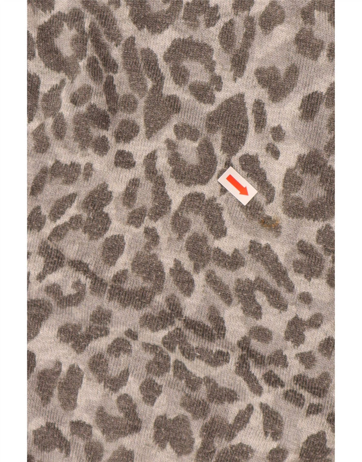 OASIS Dame Rullehals Sweater UK 14 Medium Grey Animal Print