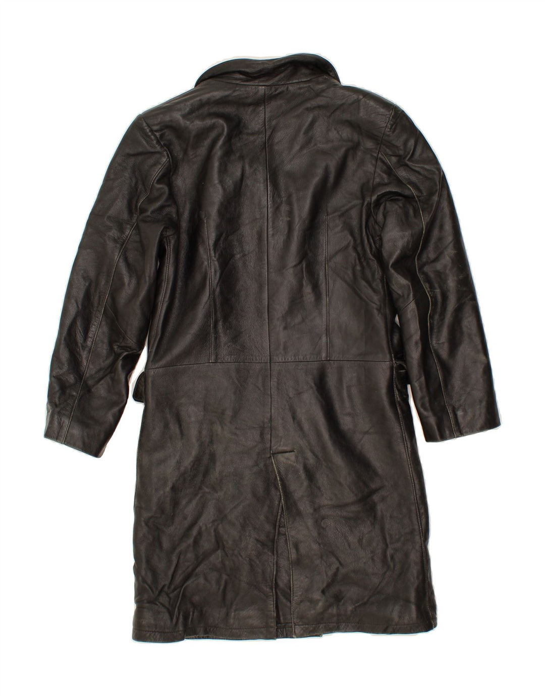 VINTAGE Womens Leather Coat UK 10 Small Black Leather Vintage Vintage and Second-Hand Vintage from Messina Hembry 