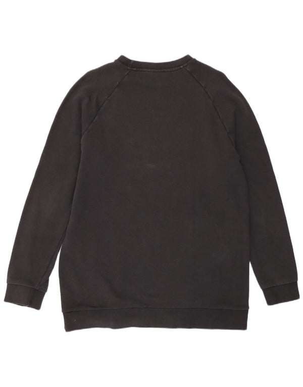Adidas Dame Grafisk Sweatshirt Jumper UK 14 Stor Sort Bomuld